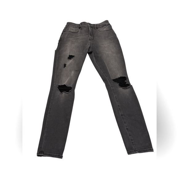 Good American Good Legs Crop Jeans Black Distressed Women’s Size 6/28 - Picture 1 of 3